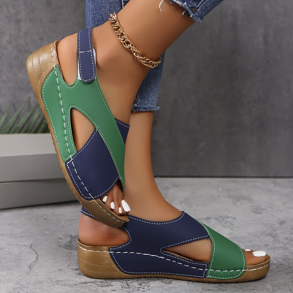 Tessa | Women's Color Block Slingback Wedge Sandals