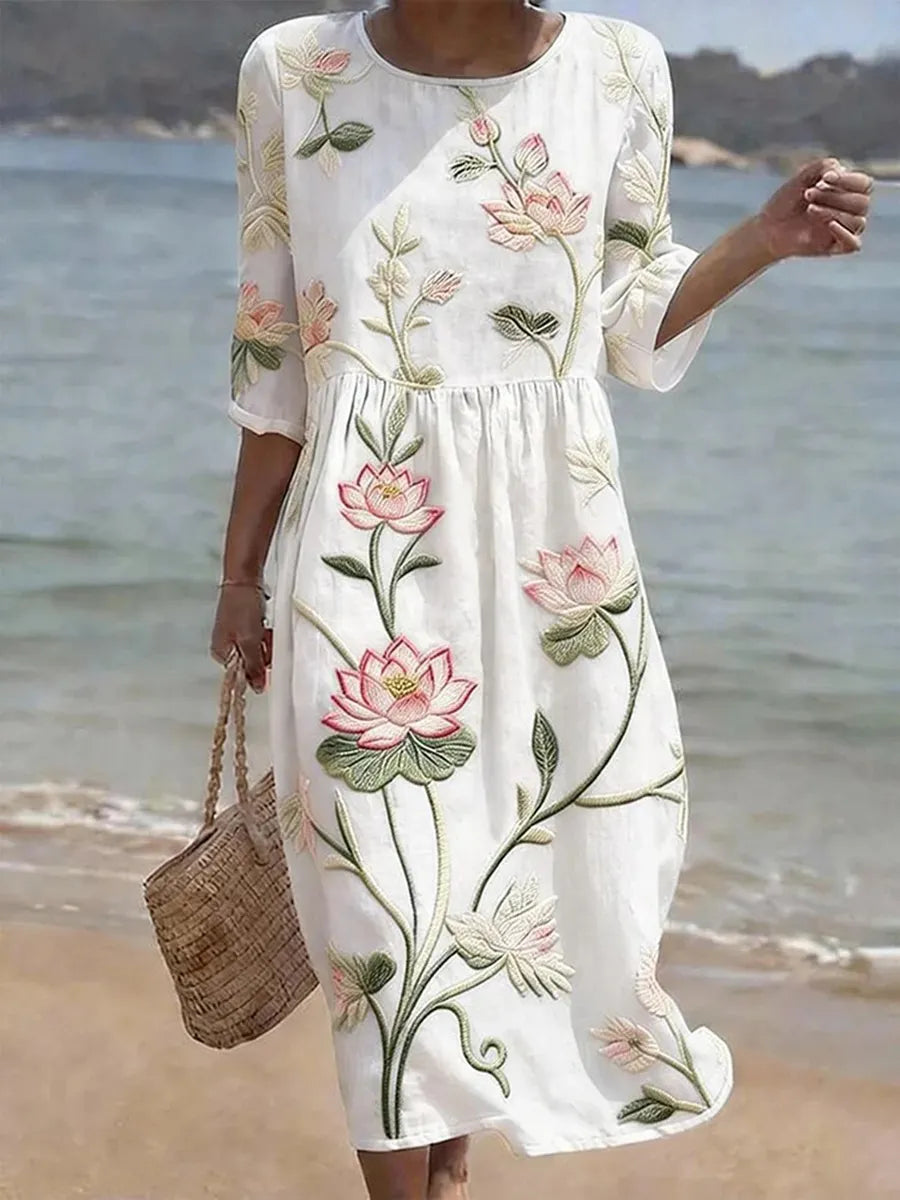 Chloe | Elegant Floral Mid Sleeve Dress