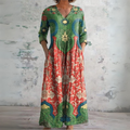 Judith | Vintage Floral Mid Sleeve Maxi Dress