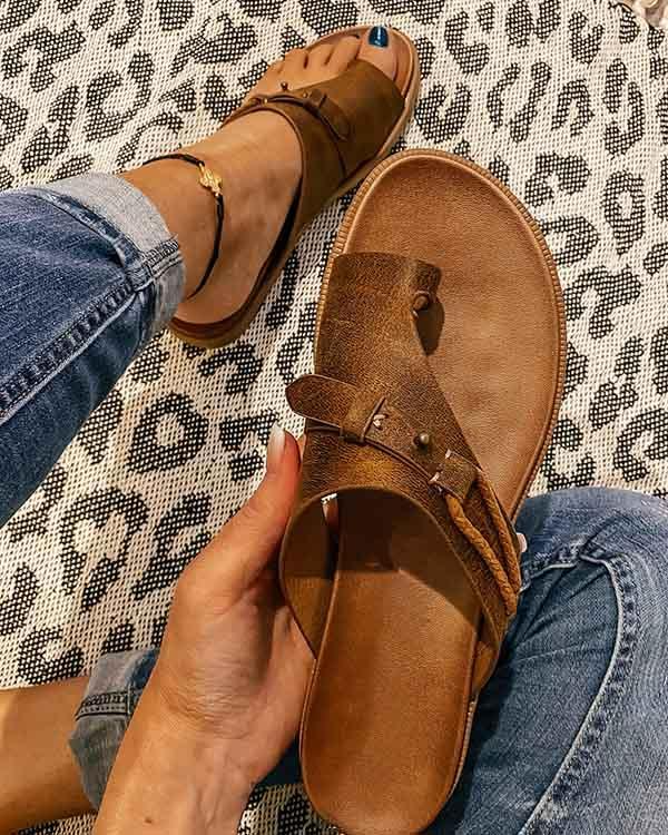 Sienna | Women's Braided Toe Ring Slide Sandals