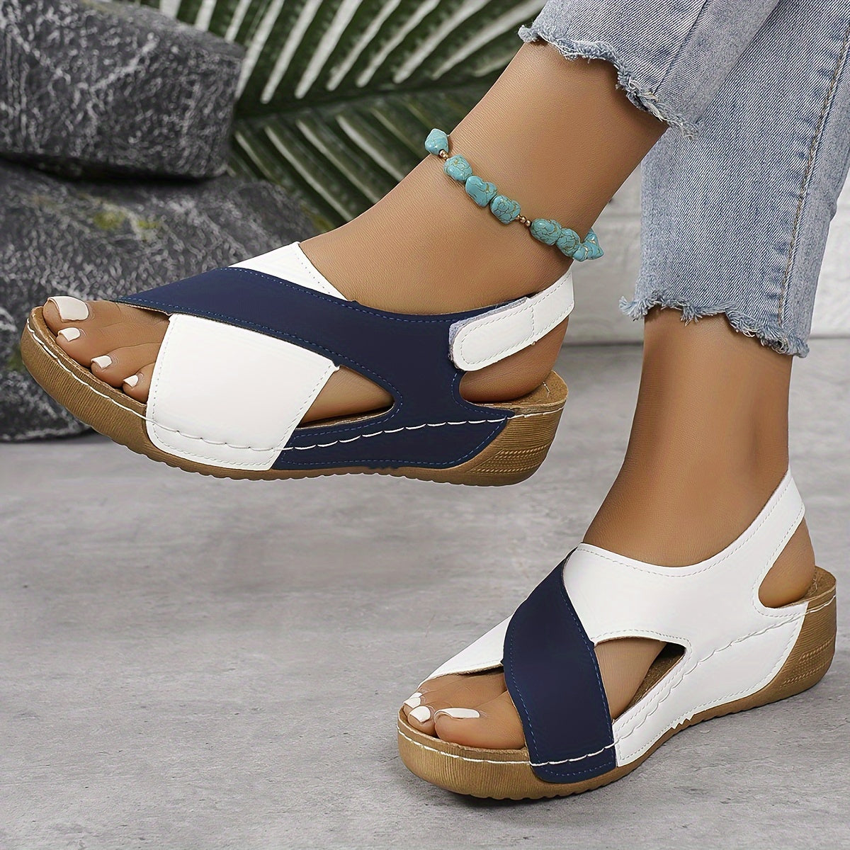 Tessa | Women's Color Block Slingback Wedge Sandals