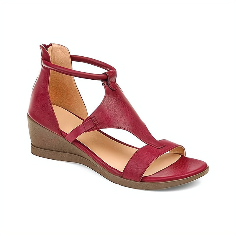 Petra | Women's T-Strap Wedge Heel Sandals