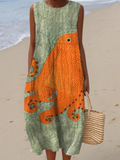 Coraline | Stylish Oceanic Sleeveless Midi Dress