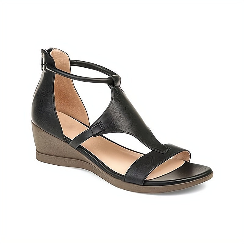 Petra | Women's T-Strap Wedge Heel Sandals