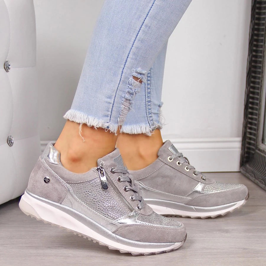 Harper | Women's Glitter Platform Lace-Up Sneakers