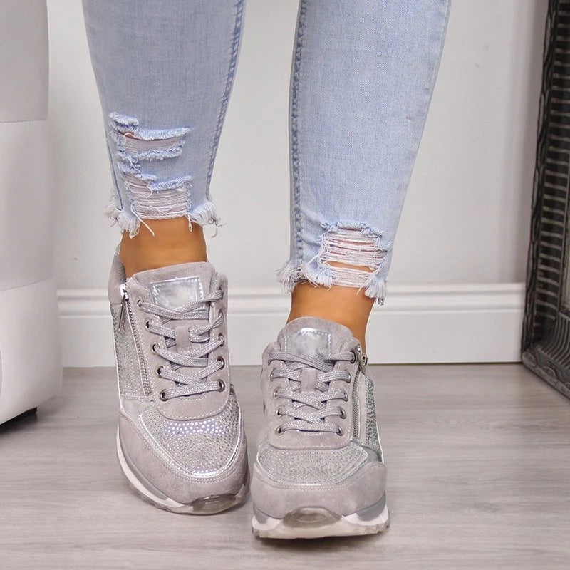 Harper | Women's Glitter Platform Lace-Up Sneakers