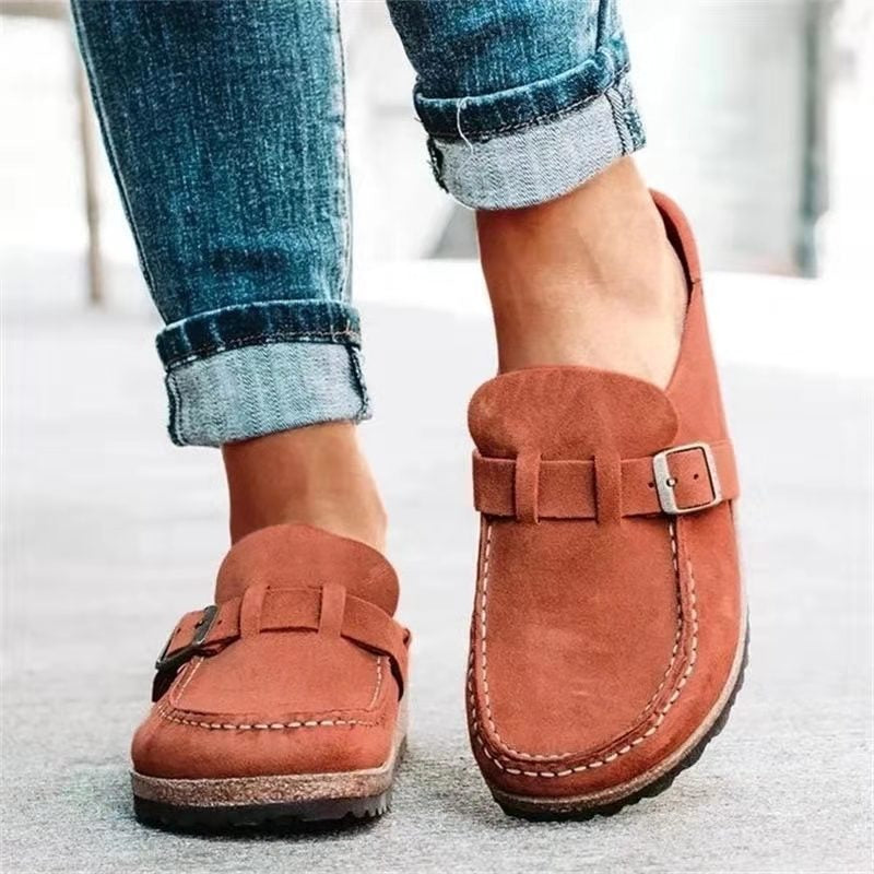 Elara | Women's Orthopedic Slip-On Suede Buckle Loafers