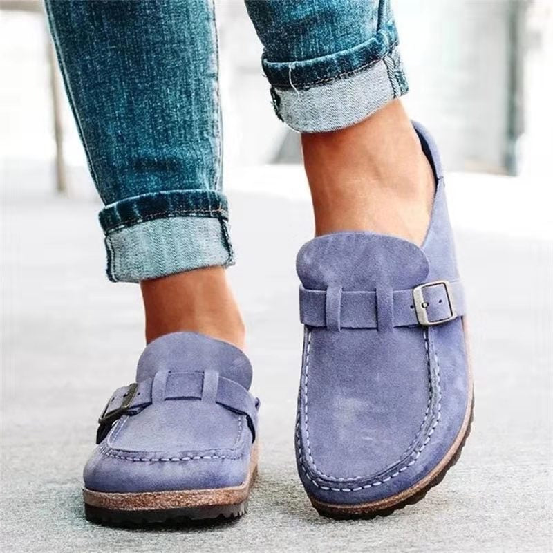 Elara | Women's Orthopedic Slip-On Suede Buckle Loafers