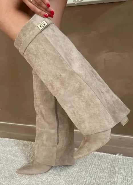 Sienna | Women's Suede Tall Block Heel Boots