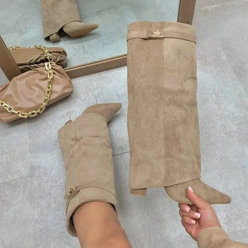 Sienna | Women's Suede Tall Block Heel Boots