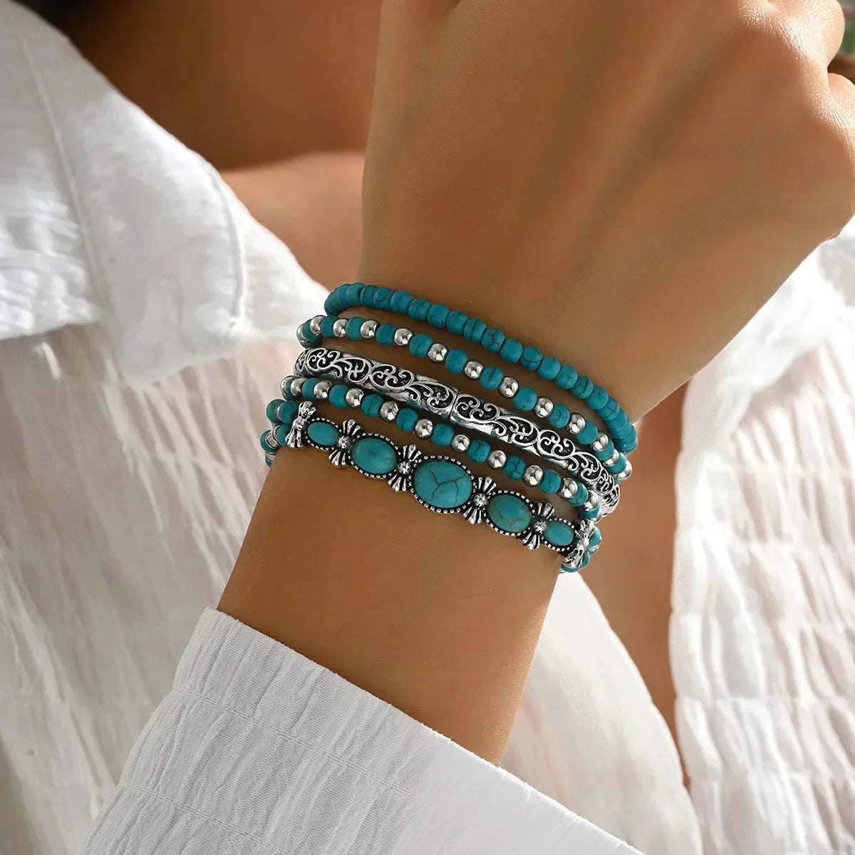 Pauline | Stylish Boho Turquoise Beads Bracelets