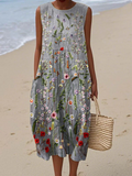 Honora | Classic Wildflower Sleeveless Midi Dress