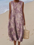 Cloveria | Vintage Floral Sleeveless Midi Dress
