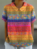 Megan | Elegant Multicolor Floral Striped Shirt