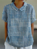 Amelia | Elegant Striped Patchwork Shirt