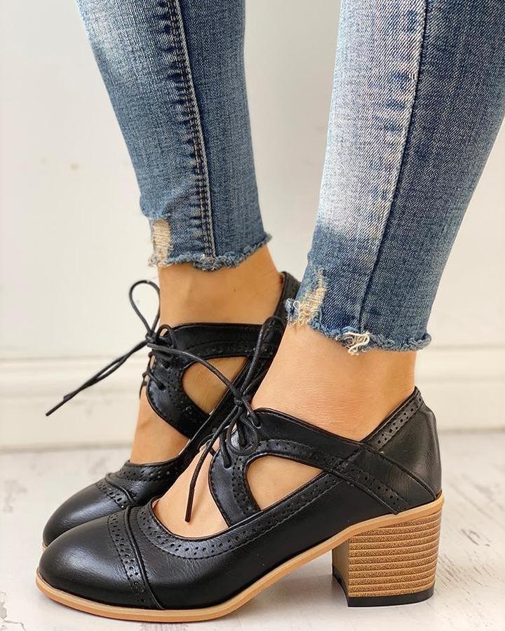 Nora | Women's Orthopedic Lace-Up Block Heel Shoes